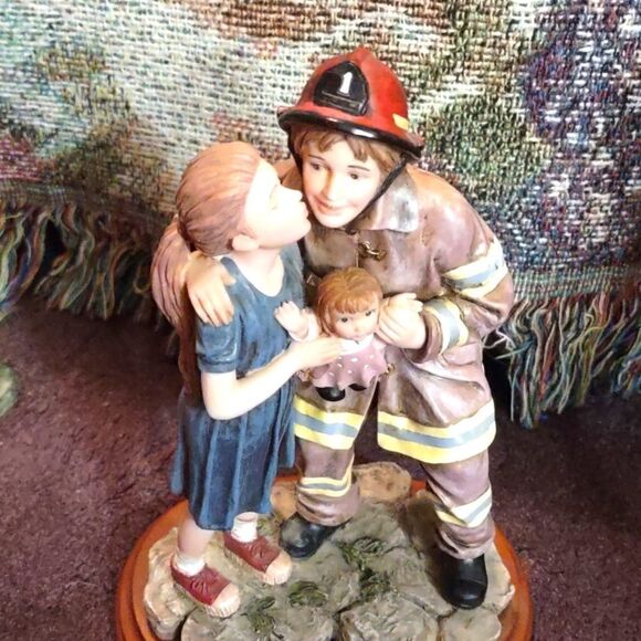 Vintage 1998 Vanmark Red Hats of Courage firefighter rescuing girl's doll‎ - Picture 1 of 7